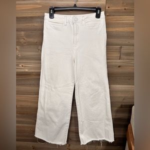 H&M White, wide-leg cropped jeans